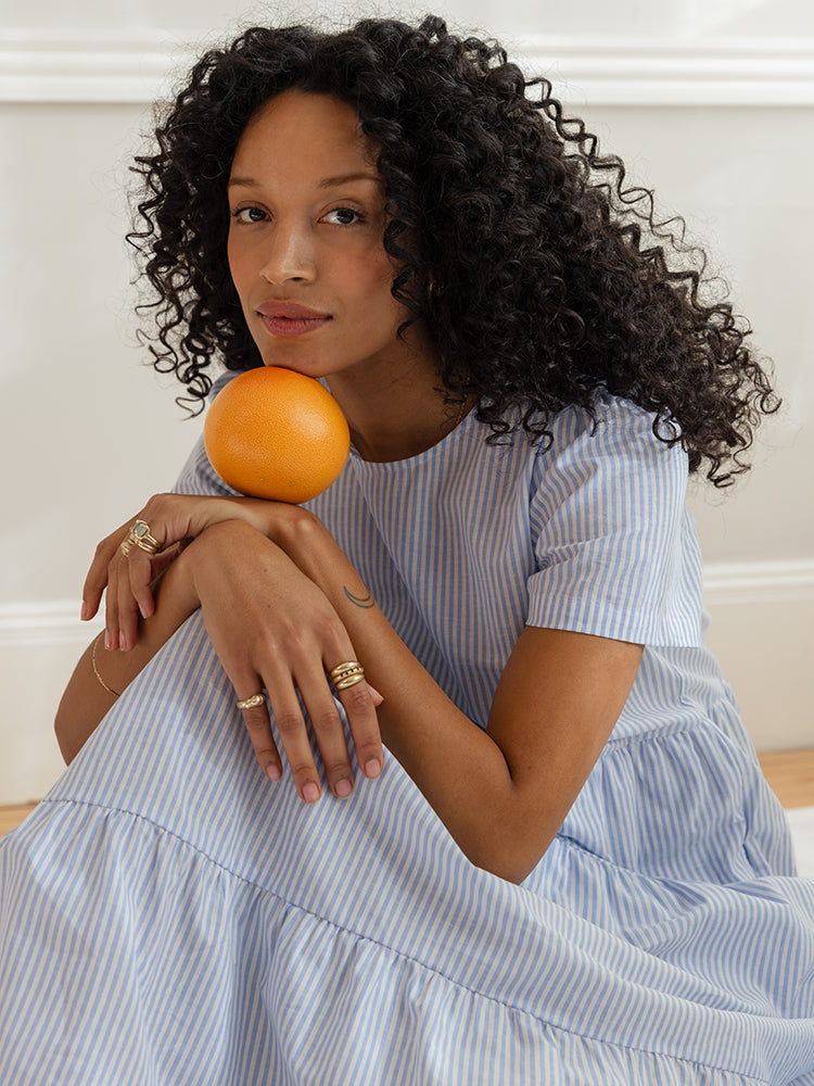 Chalet Tiered Dress Cotton Linen (Clearance)