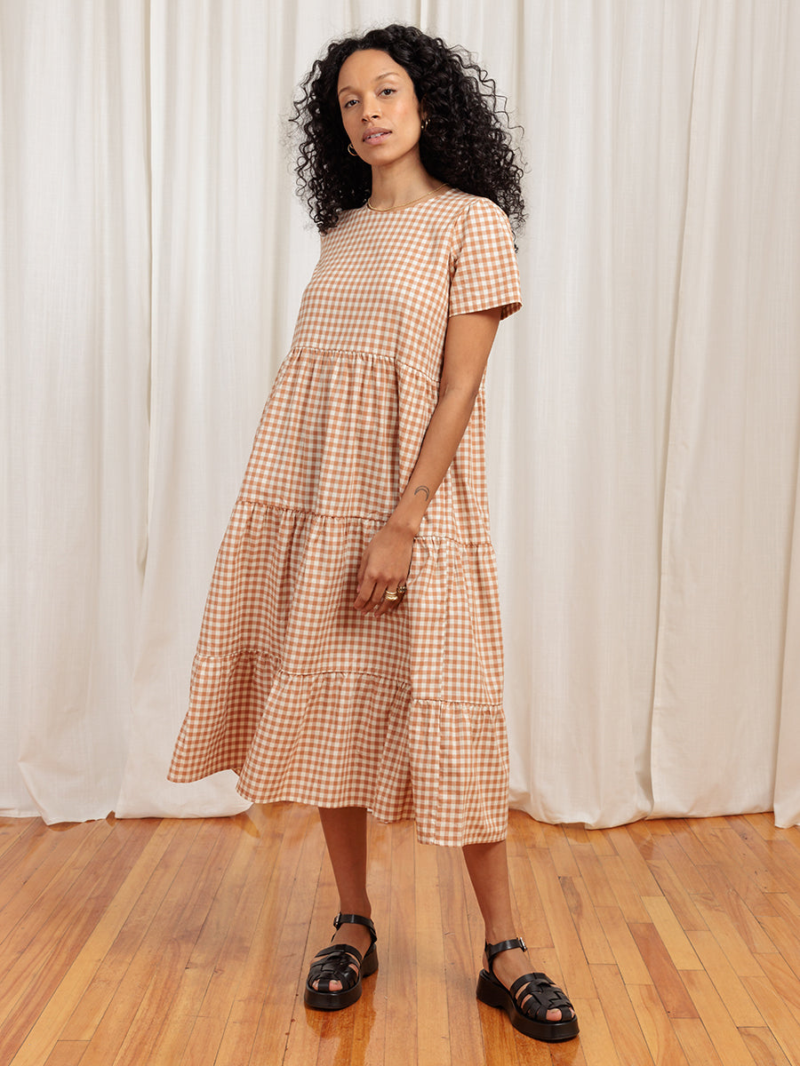 Chalet Tiered Dress Cotton Linen (Clearance)