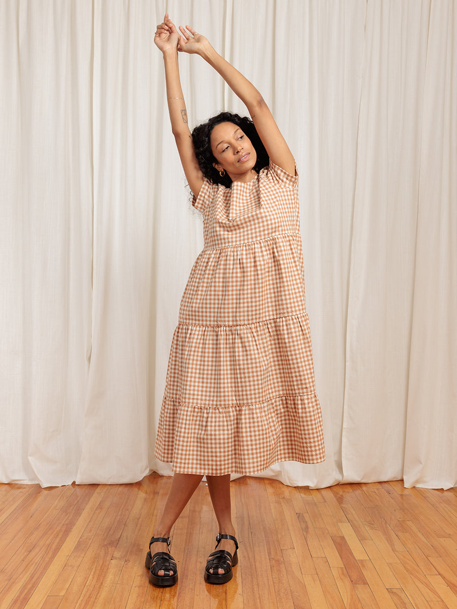 Chalet Tiered Dress Cotton Linen (Clearance)