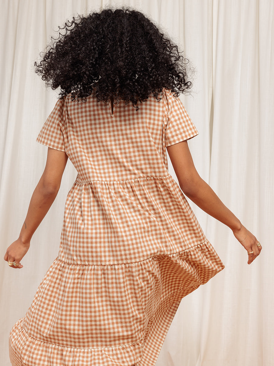 Chalet Tiered Dress Cotton Linen (Clearance)