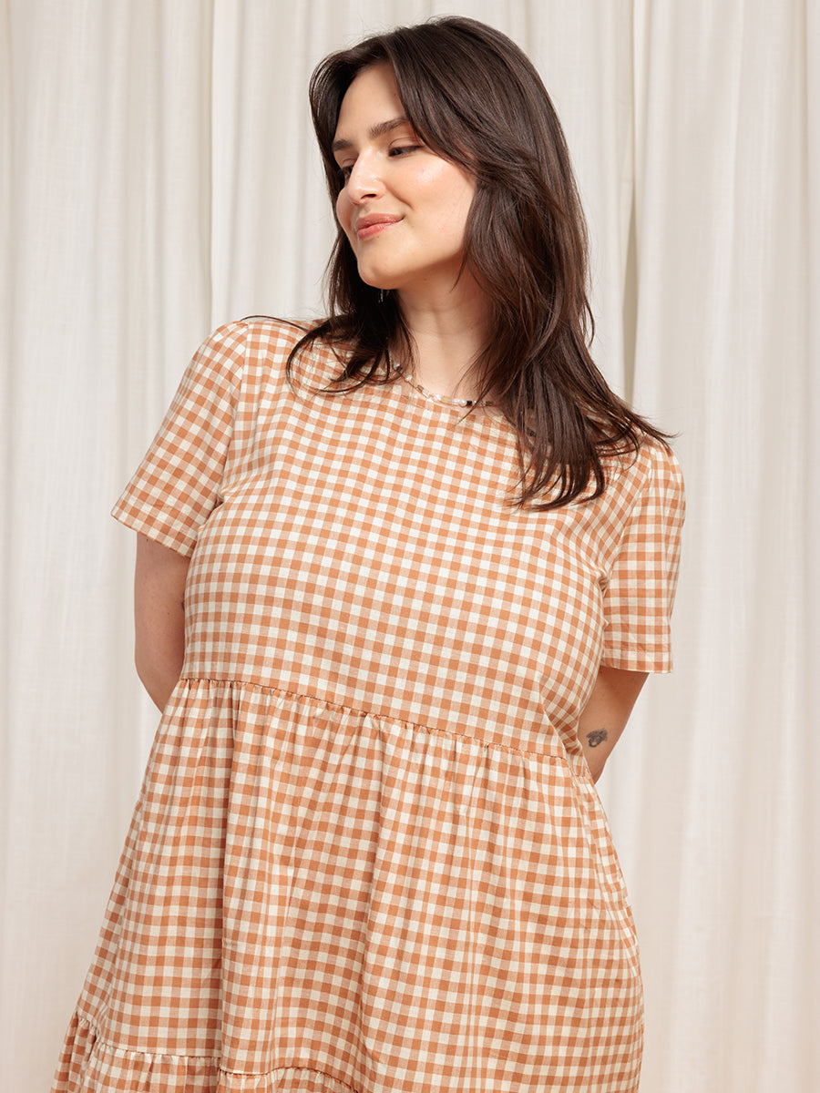 Chalet Tiered Dress Cotton Linen (Clearance)